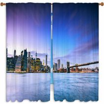 New York Skyline At Twilight. Window Curtains 78263242