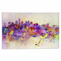 New York Skyline In Watercolor Background Rugs 59802668