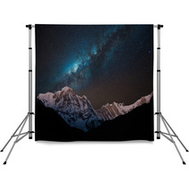 Night Shot Of Annapurna Range With Milky Way. Backdrops 61808023