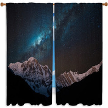 Night Shot Of Annapurna Range With Milky Way. Window Curtains 61808023