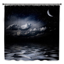 Night Sky Stars Reflecting In Sea Bath Decor 50530398