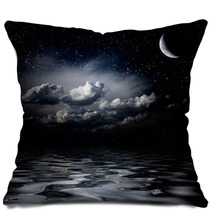 Night Sky Stars Reflecting In Sea Pillows 50530398