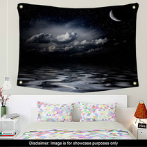 Night Sky Stars Reflecting In Sea Wall Art 50530398