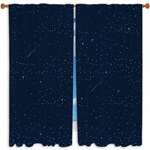 Night Sky With Stars, Moon, Meteorites Window Curtains 61033499