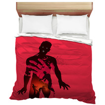 Nightmare Scary Zombie Concept Double Exposure Effect Vector Illustration Bedding 176107462