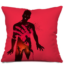 Nightmare Scary Zombie Concept Double Exposure Effect Vector Illustration Pillows 176107462