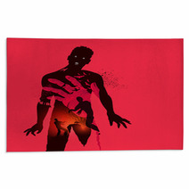 Nightmare Scary Zombie Concept Double Exposure Effect Vector Illustration Rugs 176107462