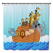 Noahs Ark Huge Cartoon Animals On A Boat From Bible Bath Decor 18447107