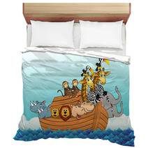 Noahs Ark Huge Cartoon Animals On A Boat From Bible Bedding 18447107