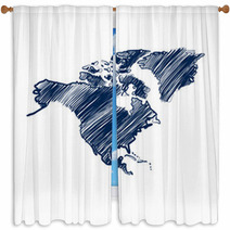 North America Map Hand Drawn Background Vector Window Curtains 64524914