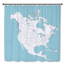 North America Vector Map With Countries Bath Decor 7027691