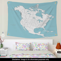 North America Vector Map With Countries Wall Art 7027691