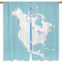 North America Vector Map With Countries Window Curtains 7027691