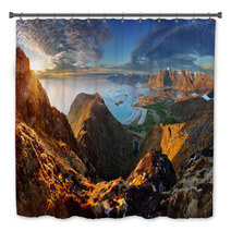 Norway Landscape Panorama With Ocean And Mountain - Lofoten Bath Decor 66248956