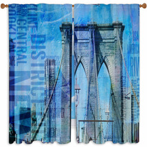 NY Brooklyn Bridge Window Curtains 92254997