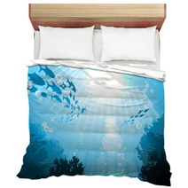 Oceanic Fishes Against The Sun Bedding 52485065