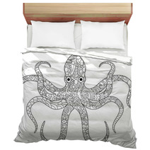 Octopus Coloring Book For Adults Vector Bedding 131285547