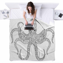 Octopus Coloring Book For Adults Vector Blankets 131285547