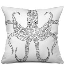 Octopus Coloring Book For Adults Vector Pillows 131285547