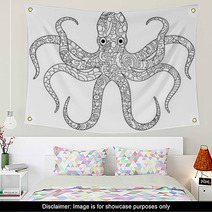Octopus Coloring Book For Adults Vector Wall Art 131285547