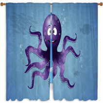 Octopus In The Sea Window Curtains 67333114