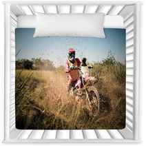 Off Road Dirt Bike Rider Splashing Mud In Hard Enduro Rally Race Nursery Decor 127991128