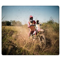 Off Road Dirt Bike Rider Splashing Mud In Hard Enduro Rally Race Rugs 127991128