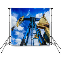 Oil And Gas Well Detail Profiled On Blue Sky With Clouds Backdrops 52739800