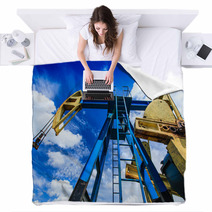 Oil And Gas Well Detail Profiled On Blue Sky With Clouds Blankets 52739800
