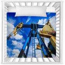 Oil And Gas Well Detail Profiled On Blue Sky With Clouds Nursery Decor 52739800