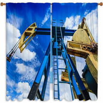 Oil And Gas Well Detail Profiled On Blue Sky With Clouds Window Curtains 52739800
