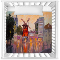 Oil Painting Cityscape Moulin Rouge Paris France Nursery Decor 79670064