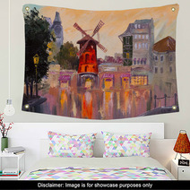 Oil Painting Cityscape Moulin Rouge Paris France Wall Art 79670064