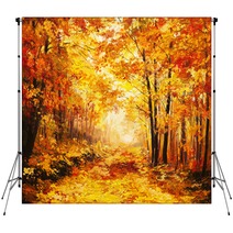 Oil Painting Landscape Colorful Autumn Forest Backdrops 80917211
