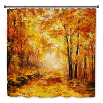 Oil Painting Landscape Colorful Autumn Forest Bath Decor 80917211