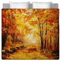 Oil Painting Landscape Colorful Autumn Forest Bedding 80917211
