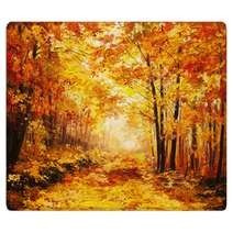 Oil Painting Landscape Colorful Autumn Forest Rugs 80917211