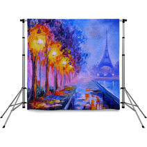 Oil Painting Of Eiffel Tower France Art Work Backdrops 76809767