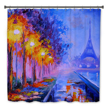 Oil Painting Of Eiffel Tower France Art Work Bath Decor 76809767