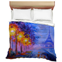Oil Painting Of Eiffel Tower France Art Work Bedding 76809767