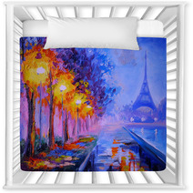 Oil Painting Of Eiffel Tower France Art Work Nursery Decor 76809767