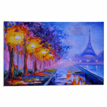 Oil Painting Of Eiffel Tower France Art Work Rugs 76809767
