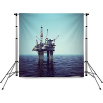Oil Platform On Sea. Backdrops 48561302