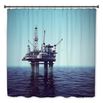 Oil Platform On Sea. Bath Decor 48561302