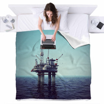 Oil Platform On Sea. Blankets 48561302