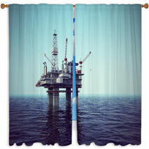 Oil Platform On Sea. Window Curtains 48561302