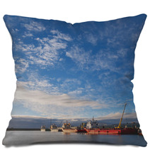 Oil Platform Supply Vessels In A Port During Sunrise Pillows 52770193