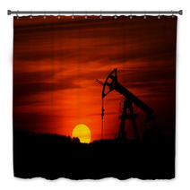 Oil Pump And Sunset Bath Decor 52937445