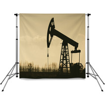 Oil Pump Silhouette in Sunset Backdrops 61900076
