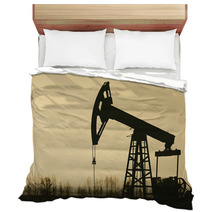 Oil Pump Silhouette in Sunset Bedding 61900076